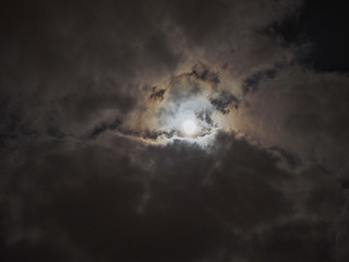 Image showing Moon in dark cloudy night sky
