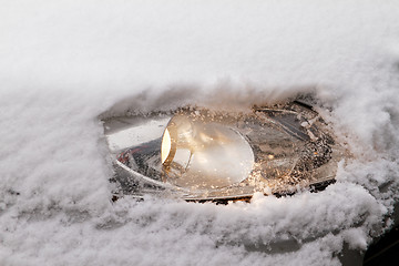 Image showing Snowy car