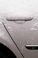 Image showing Snowy car