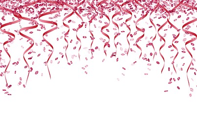 Image showing pink confetti and ribbons