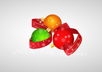 Image showing christmas balls and ribbon