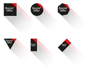 Image showing six different stickers with long shadow