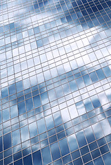 Image showing Clouds reflection in office building