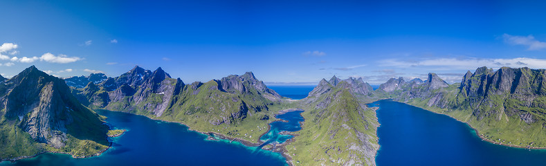 Image showing Aerial Lofoten fjord