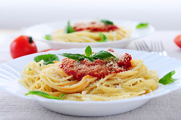 Image showing Pasta and tomato sauce