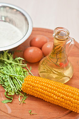 Image showing Ingredients for corn pancakes