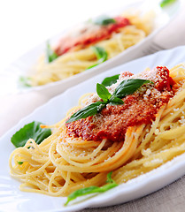 Image showing Pasta and tomato sauce