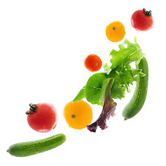 Image showing Fresh vegetables flying