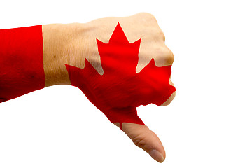 Image showing Thumbs Down for Canada