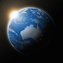 Image showing Sun over Australia on planet Earth