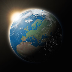 Image showing Sun over Europe on planet Earth