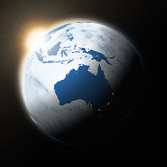 Image showing Sun over Australia on planet Earth