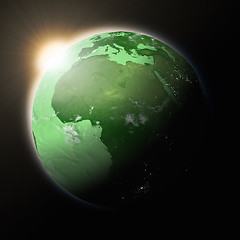 Image showing Sun over Africa on planet Earth