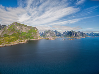 Image showing Scenic aerial view of Lofoten islands