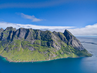 Image showing Aerial Lofoten fjord