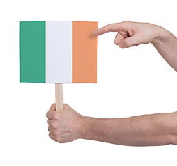 Image showing Hand holding small card - Flag of Ireland