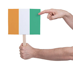 Image showing Hand holding small card - Flag of Ivory Coast