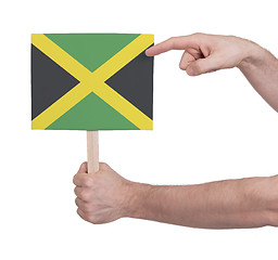 Image showing Hand holding small card - Flag of Jamaica