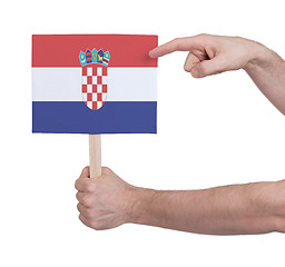 Image showing Hand holding small card - Flag of Croatia