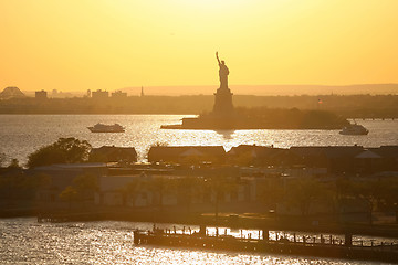 Image showing Liberty Statue silhouette in New York