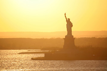 Image showing Liberty Statue in New York at sunset