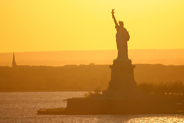 Image showing Liberty Statue at sunset