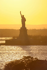 Image showing Statue of Liberty in United States at sunset