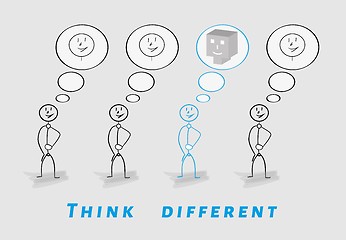 Image showing think different, 2D vs 3D