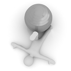 Image showing 3d man exercising position on fitness ball. My biggest pilates s