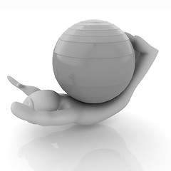 Image showing 3d man exercising position on fitness ball. My biggest pilates s