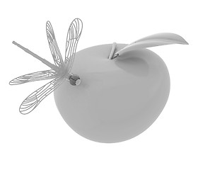 Image showing Dragonfly on apple