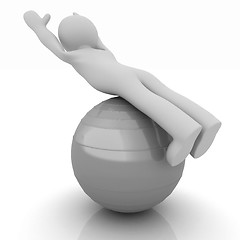 Image showing 3d man exercising position on fitness ball. My biggest pilates s