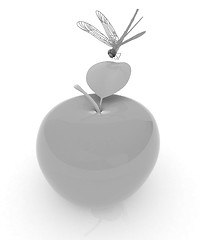 Image showing Dragonfly on apple