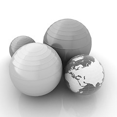 Image showing Pilates fitness ball and earth