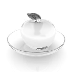 Image showing Glass apple on a plate