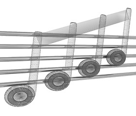 Image showing 3D music note on staves