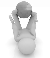 Image showing 3d man exercising position on fitness ball. My biggest pilates s