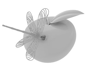 Image showing Dragonfly on apple