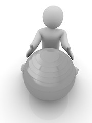 Image showing 3d man exercising position on fitness ball. My biggest pilates s