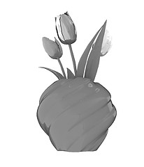 Image showing Tulips with leaf in vase