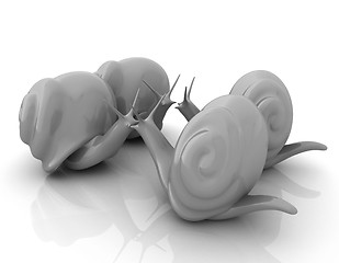 Image showing 3d fantasy animals, snails on white background 