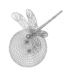 Image showing Dragonfly on abstract design sphere