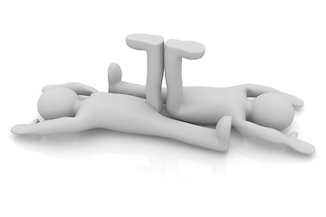 Image showing 3d mans isolated on white. Series: morning exercises - flexibili