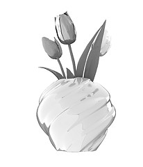 Image showing Tulips with leaf in vase