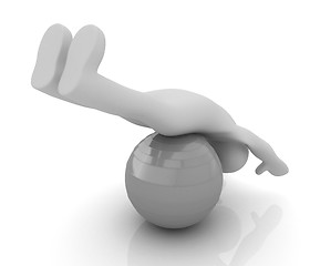 Image showing 3d man exercising position on fitness ball. My biggest pilates s