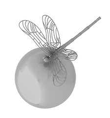 Image showing Dragonfly on abstract design sphere