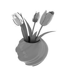 Image showing Tulips with leaf in vase