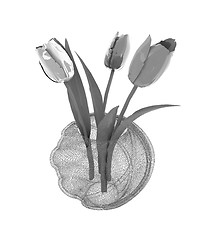 Image showing Tulips with leaf in vase