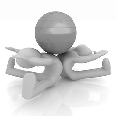Image showing 3d man exercising position on fitness ball. My biggest pilates s