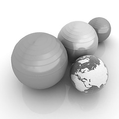 Image showing Pilates fitness ball and earth